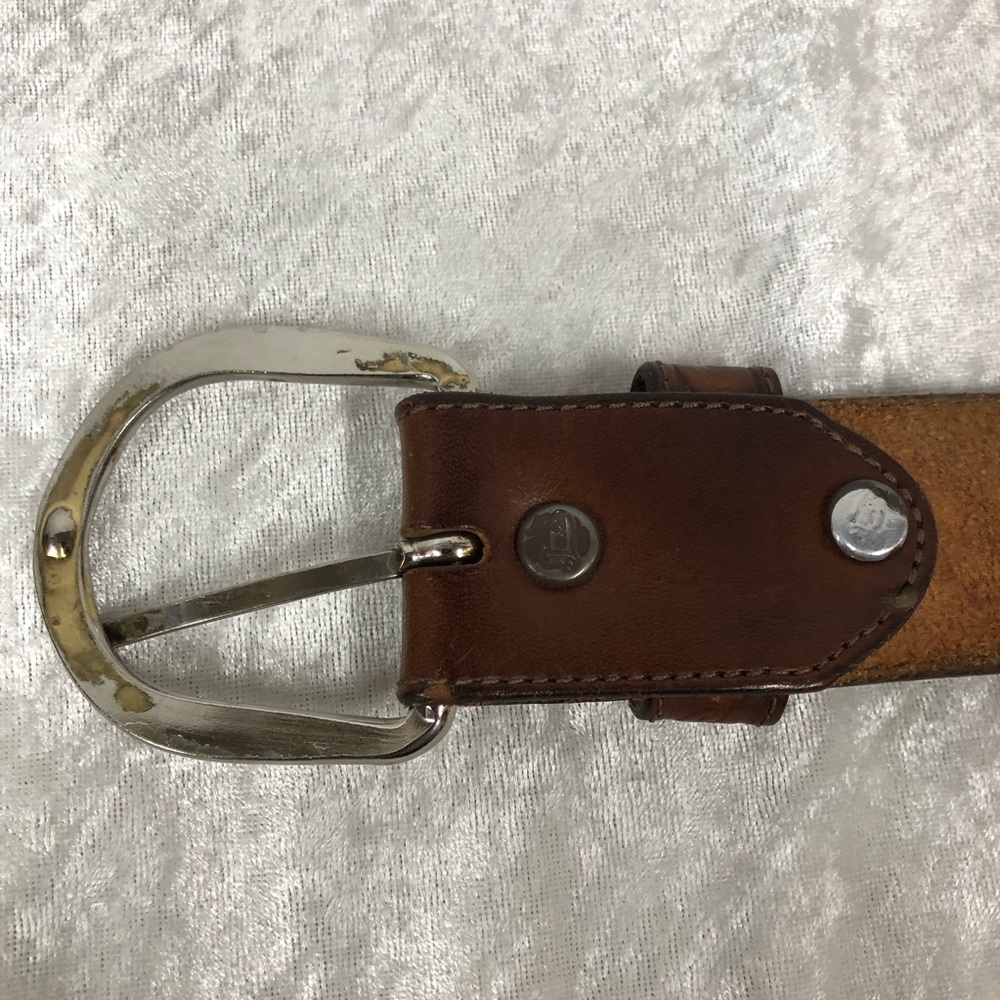 Justin Tooled Belt Outdoorsman Western Cowhide Leather Embossed Hunting Fishing - Picture 14 of 15